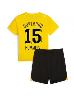 Billige Borussia Dortmund Mats Hummels #15 Hjemmedraktsett Barn 2023-24 Kortermet (+ Korte bukser)